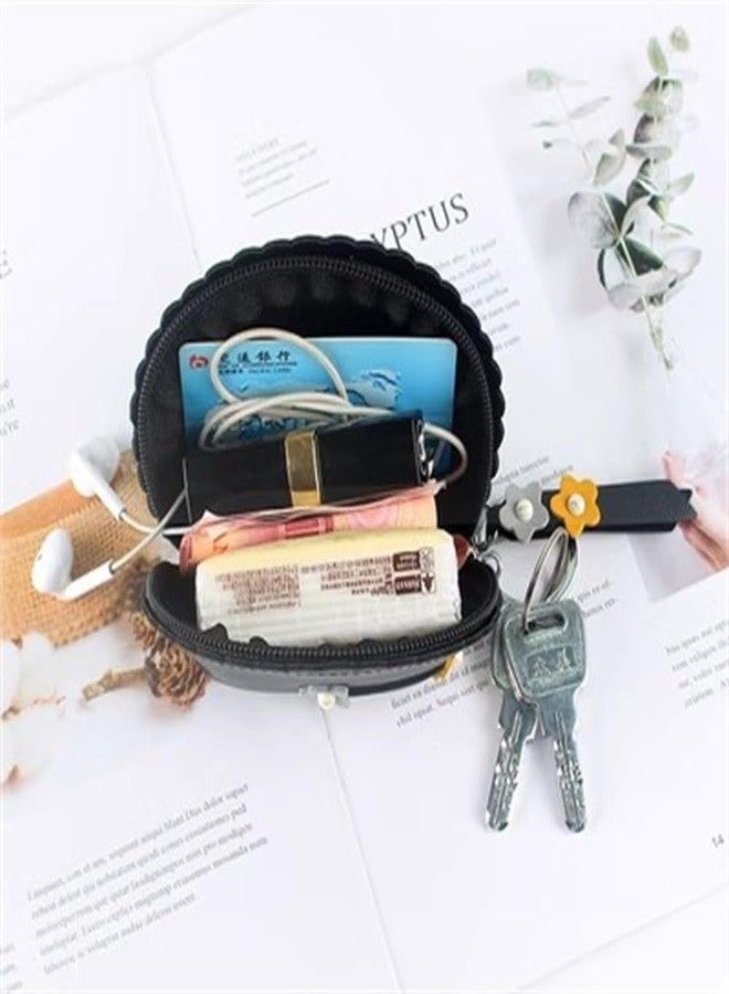 Digital Shoppy Women's Hand Holding Fan Small and Simple Coin Key Case One-Piece Zipper Waterproof Coin Purse - Image 2